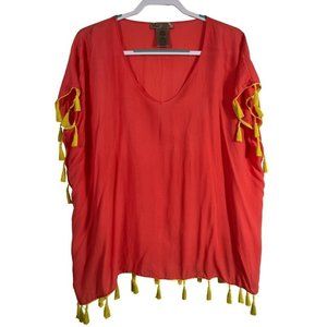 Ct Beach women's pink and yellow top/coverup size Small, cap sleeve